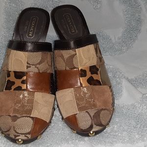 Coach patchwork heeled mules